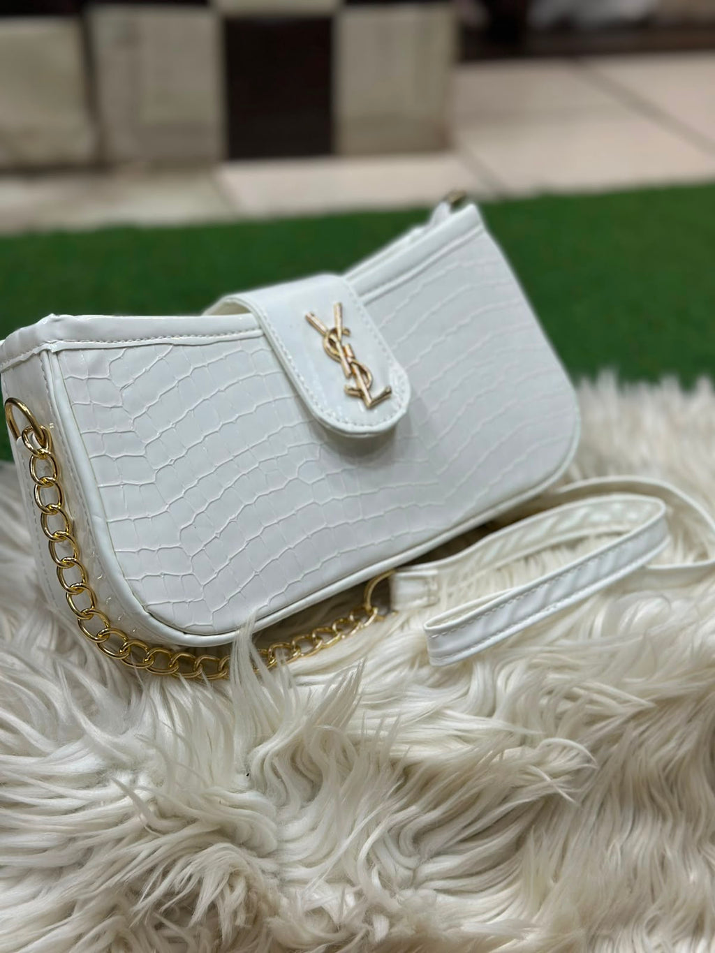 Metallic Crocodile Shoulder Bag