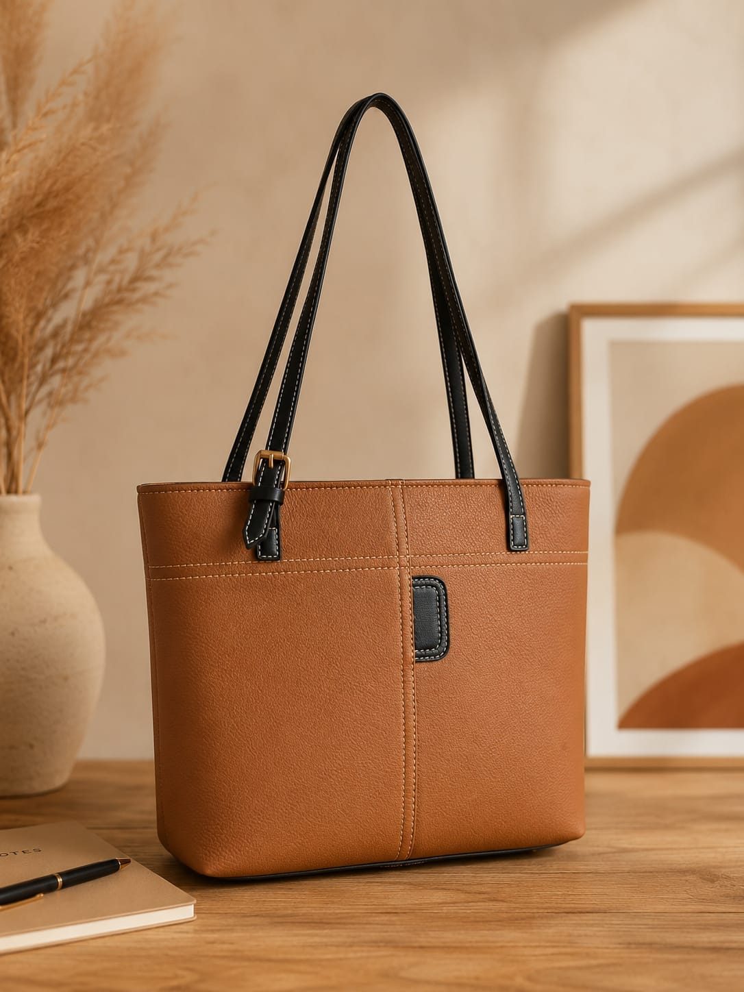 Tote straps with tan straps