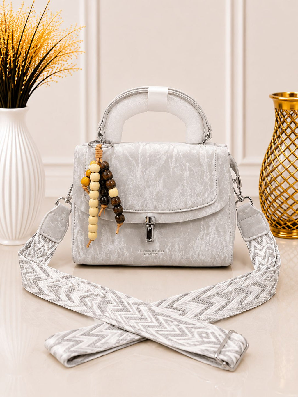 Vintage Top Handle Crossbody Bag for Women | Elegant Leather-Look Shoulder Handbag