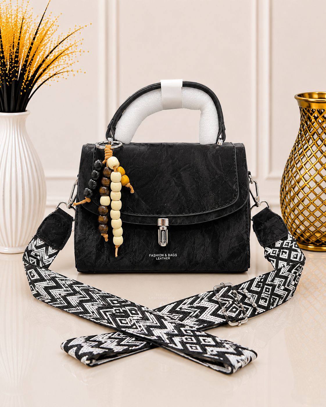Vintage Top Handle Crossbody Bag for Women | Elegant Leather-Look Shoulder Handbag