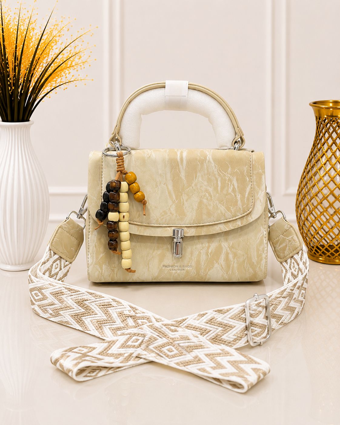 Vintage Top Handle Crossbody Bag for Women | Elegant Leather-Look Shoulder Handbag
