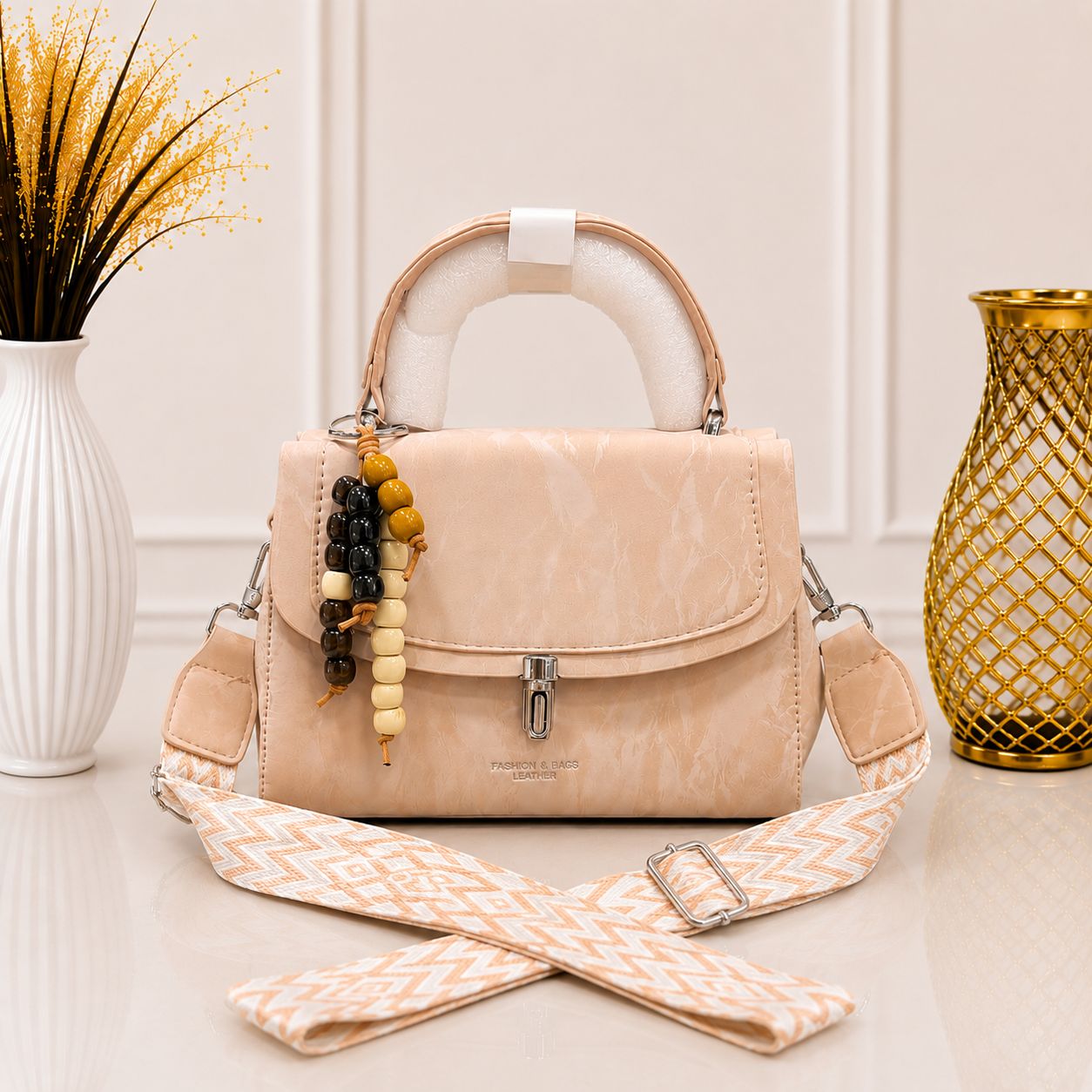 Vintage Top Handle Crossbody Bag for Women | Elegant Leather-Look Shoulder Handbag