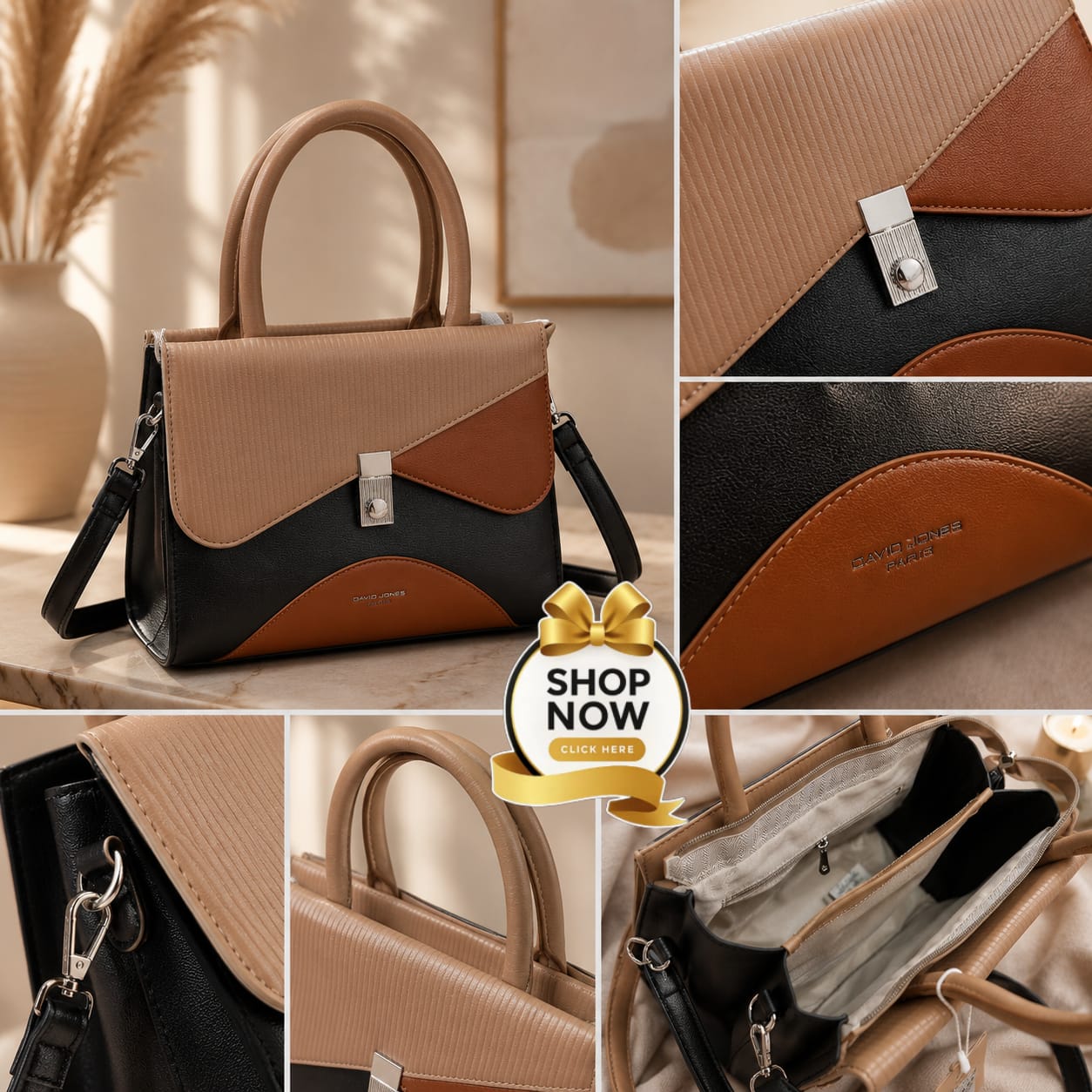 Tone structured top handle & sling bag
